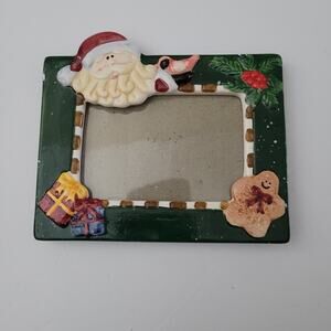 Festive Holiday Picture Frame with Santa and Gingerbread 6x4.5 inches